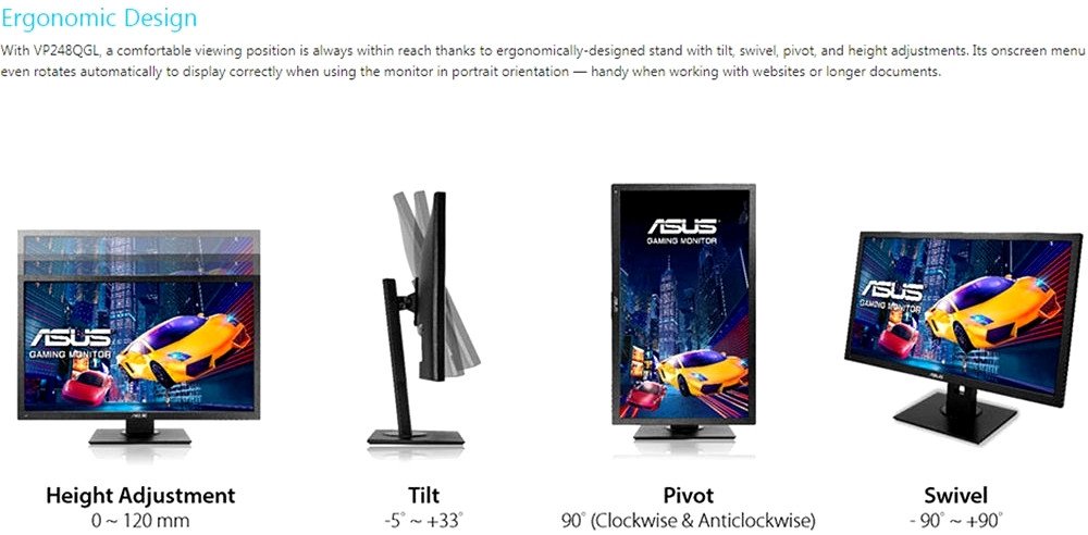 Монитор ASUS 24" VP248QGL-P