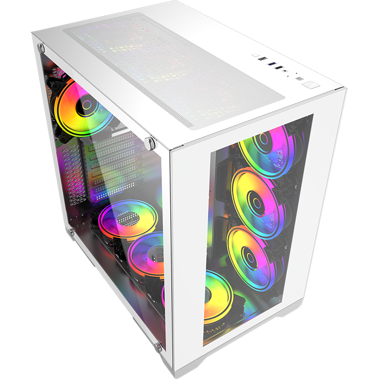 POWERCASE Vision White CVWA-l4. Корпус POWERCASE Vision White, Tempered Glass, 4х 120mm 5-Color Fan, белый, ATX (CVWA-l4). Корпус POWERCASE Vision [CVWA-l4] белый. Корпус POWERCASE Vision White.